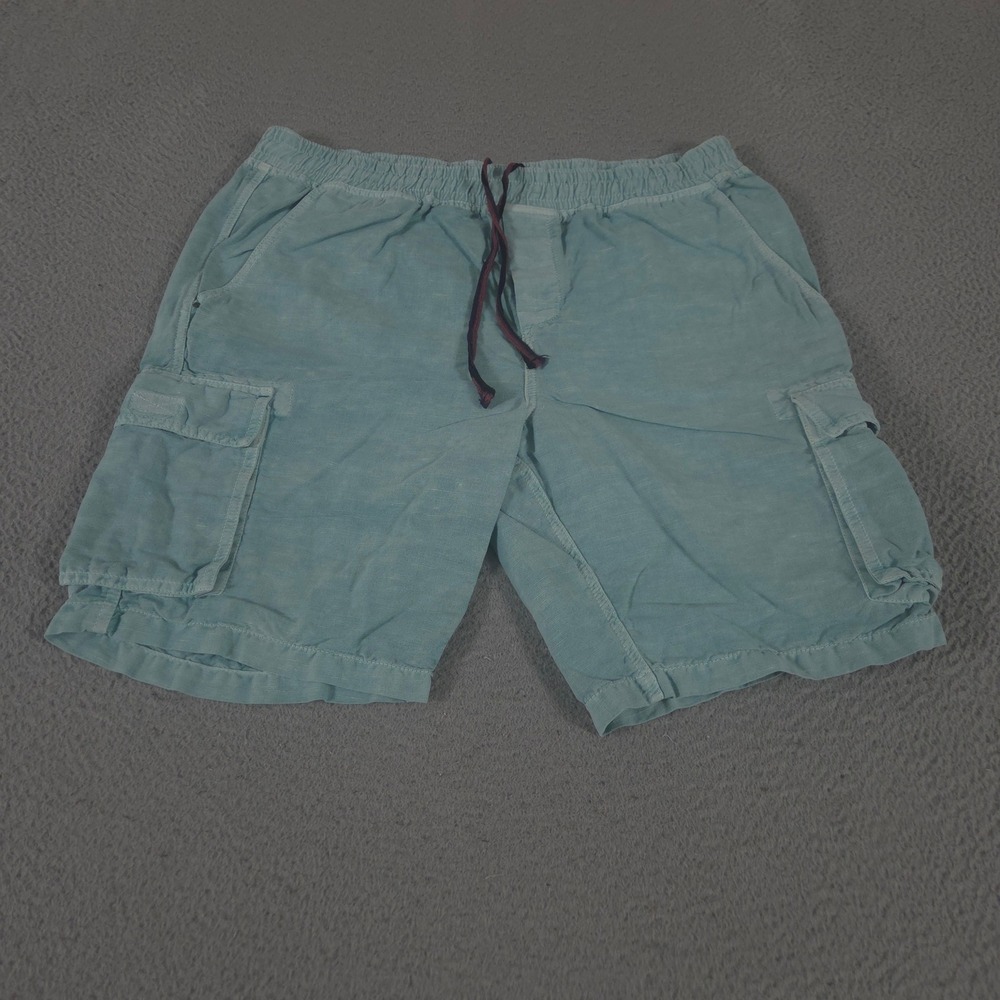 Carbon 2 Cobalt Shorts Mens Large Aqua Slipstream Cargo Linen Cotton Pockets